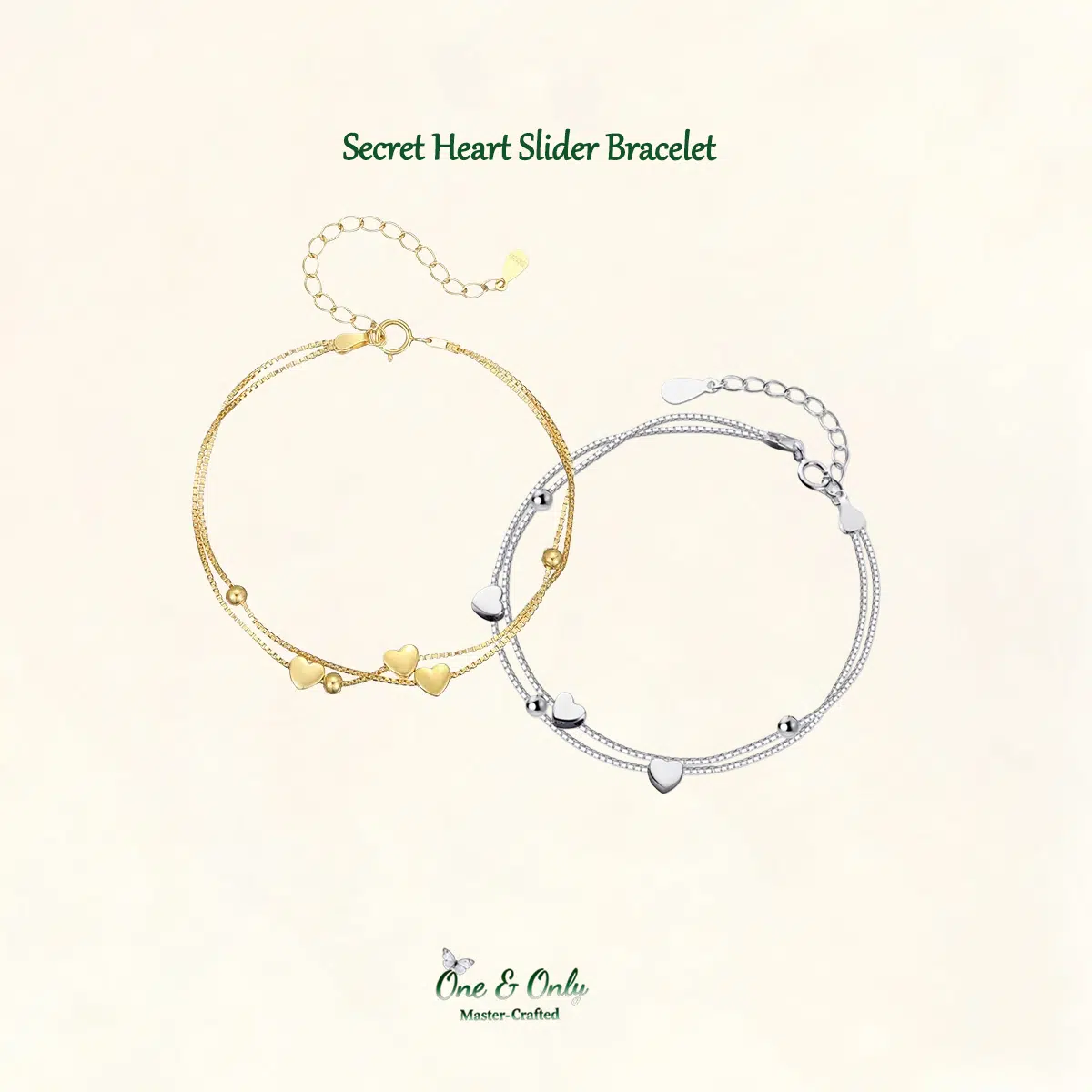 Sterling S925 Silve + 5A Zircon | Secret Heart Slider Bracelet | Nickel-Free Plating