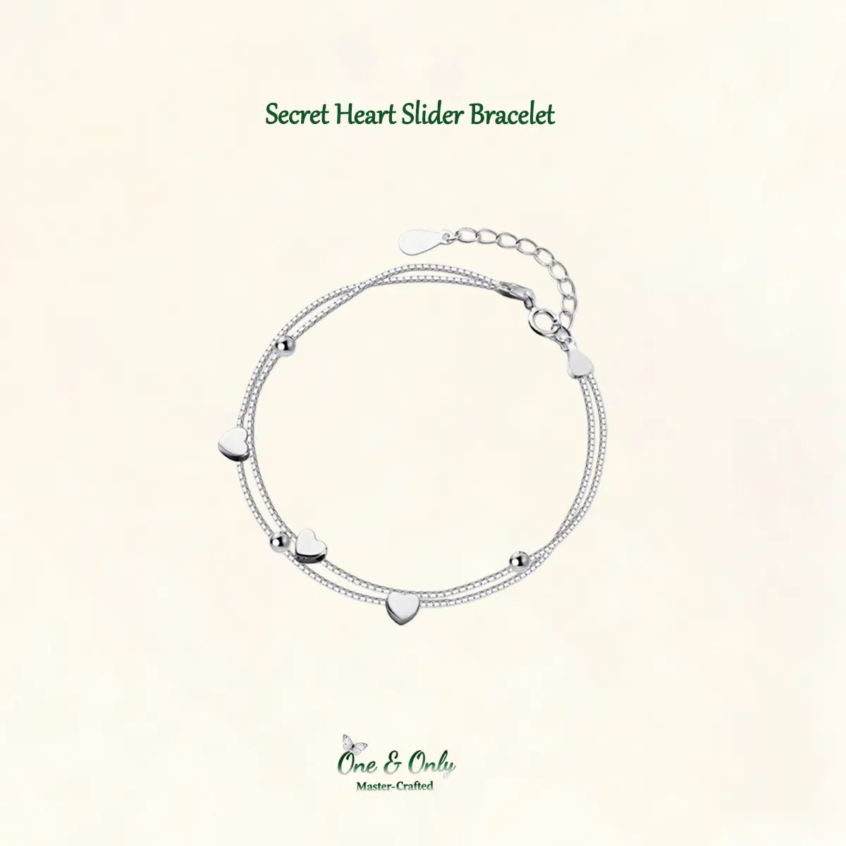 Sterling S925 Silve + 5A Zircon | Secret Heart Slider Bracelet | Nickel-Free Plating