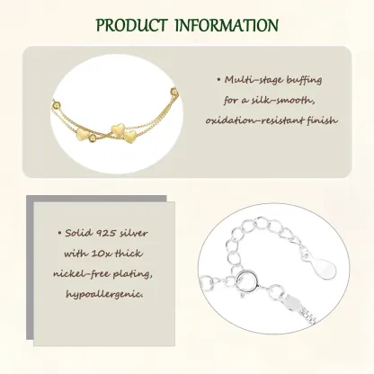 Sterling S925 Silve + 5A Zircon | Secret Heart Slider Bracelet | Nickel-Free Plating