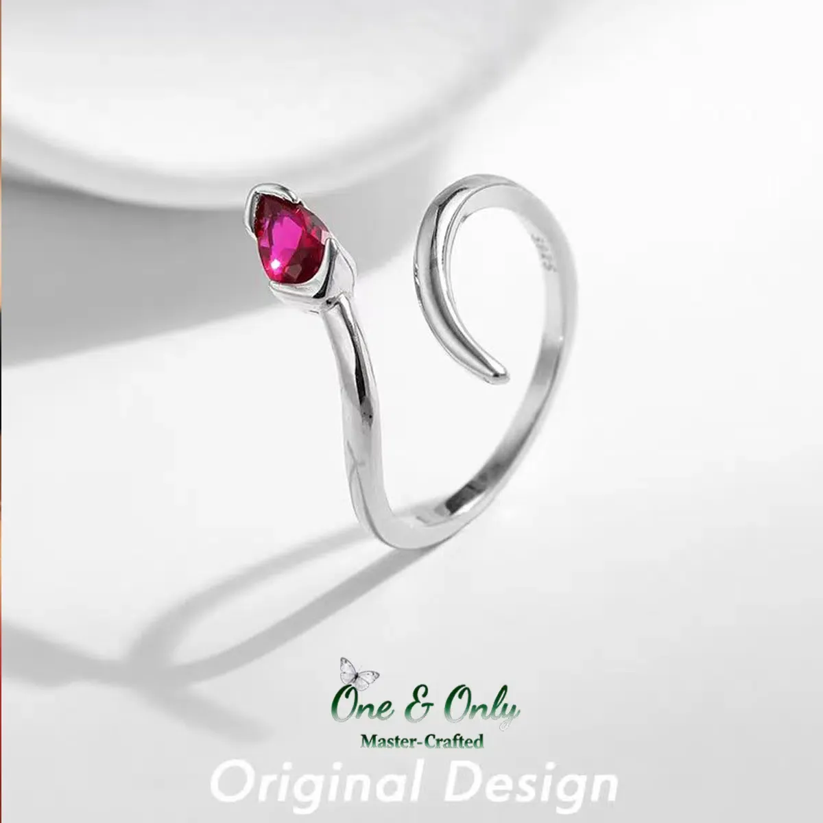 Sterling S925 Silve | ​Serpent's Kiss Adjustable Ring | Nickel-Free Plating