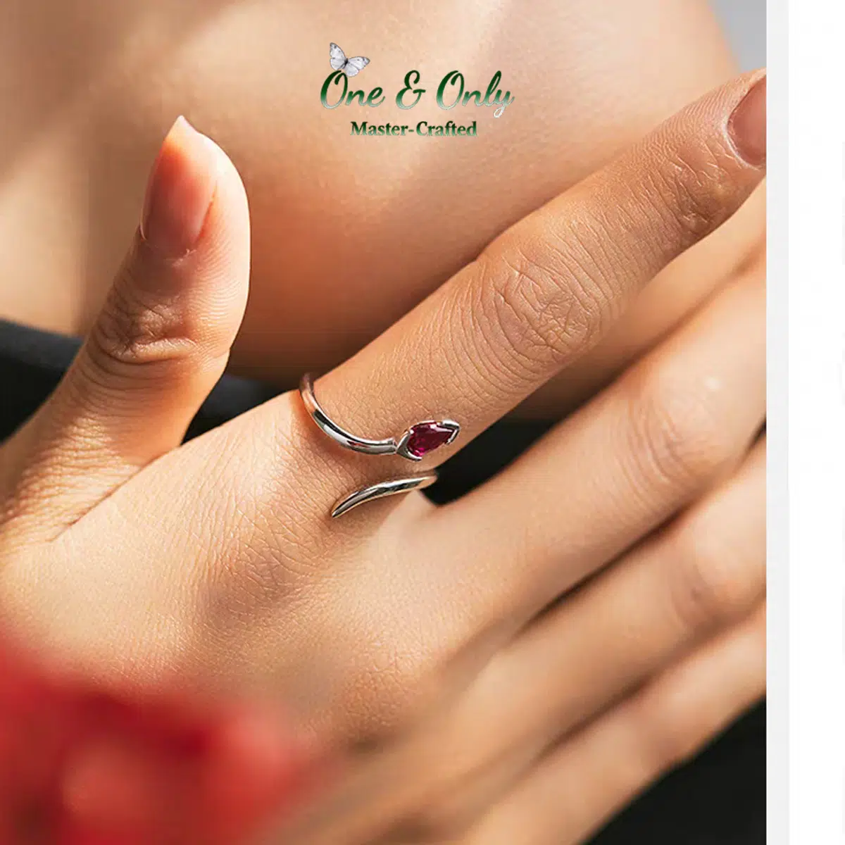 Sterling S925 Silve | ​Serpent's Kiss Adjustable Ring | Nickel-Free Plating