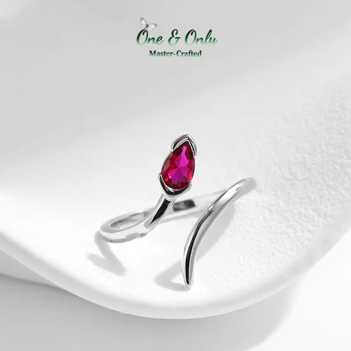 Sterling S925 Silve | ​Serpent's Kiss Adjustable Ring | Nickel-Free Plating