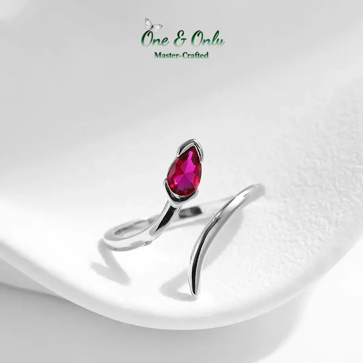 Sterling S925 Silve | ​Serpent's Kiss Adjustable Ring | Nickel-Free Plating