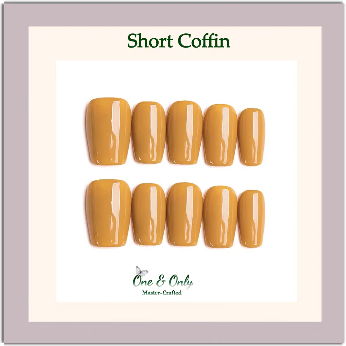 Spiced Mustard Press-On Nails | Coffin & Medium Almond Shapes | Warm Earthy Tone | Handcrafted press-on nails