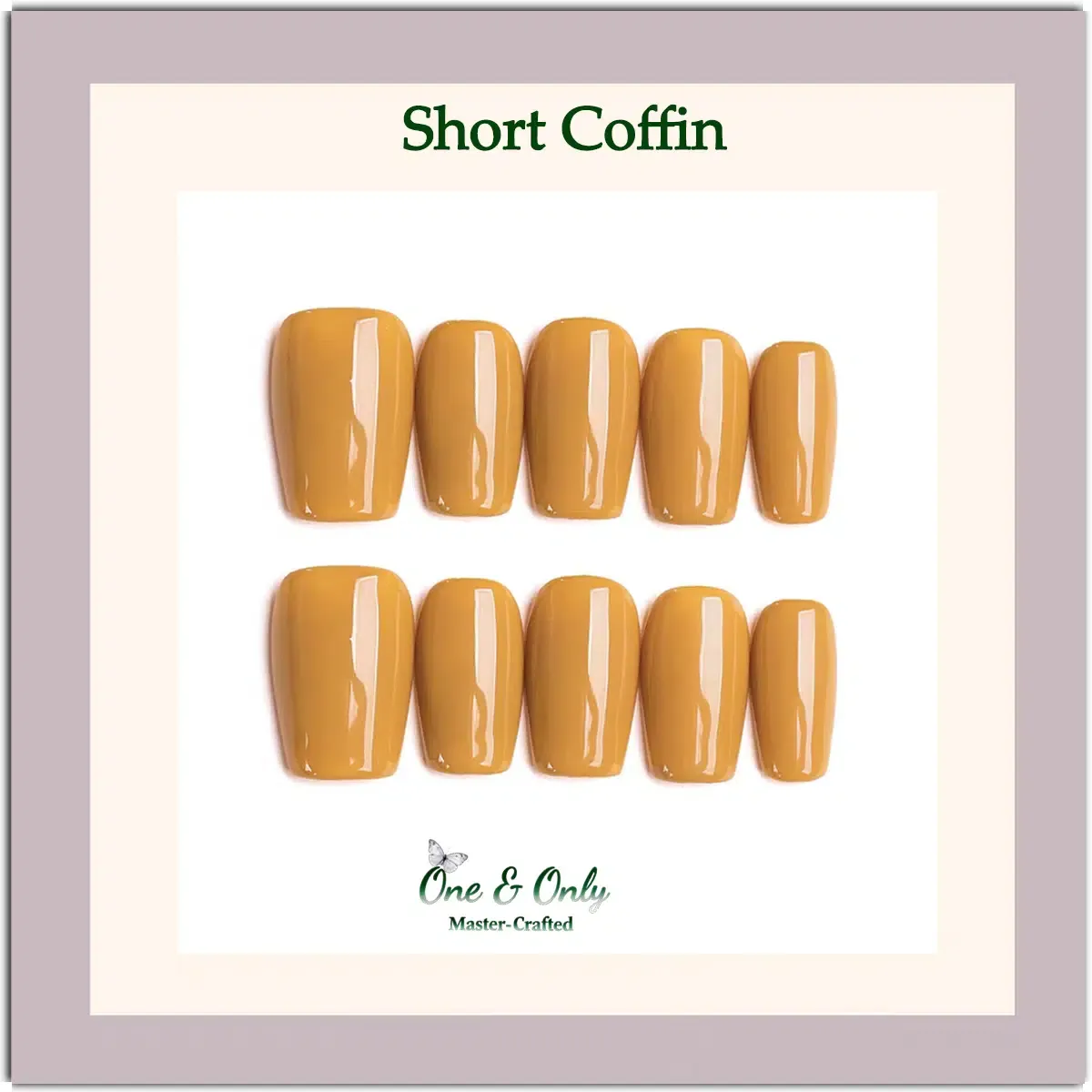 Spiced Mustard Press-On Nails | Coffin & Medium Almond Shapes | Warm Earthy Tone | Handcrafted press-on nails