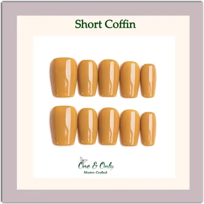 Spiced Mustard Press-On Nails | Coffin & Medium Almond Shapes | Warm Earthy Tone | Handcrafted press-on nails