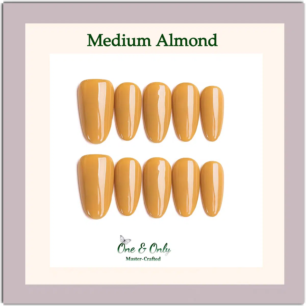 Spiced Mustard Press-On Nails | Coffin & Medium Almond Shapes | Warm Earthy Tone | Handcrafted press-on nails