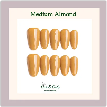 Spiced Mustard Press-On Nails | Coffin & Medium Almond Shapes | Warm Earthy Tone | Handcrafted press-on nails