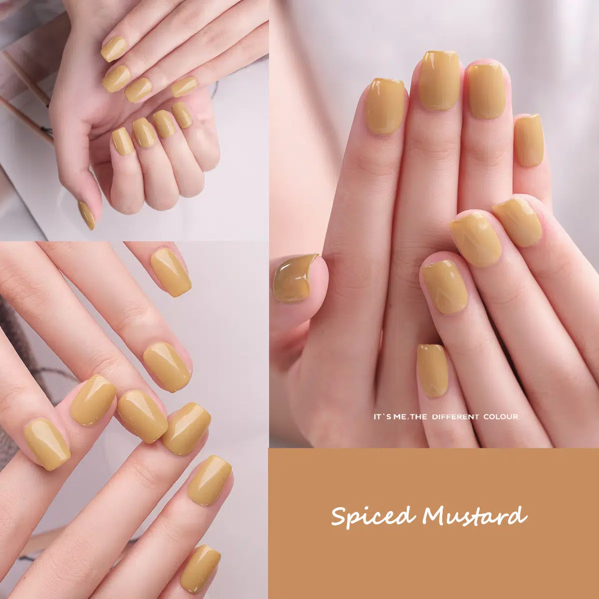 Spiced Mustard Press-On Nails | Coffin & Medium Almond Shapes | Warm Earthy Tone | Handcrafted press-on nails