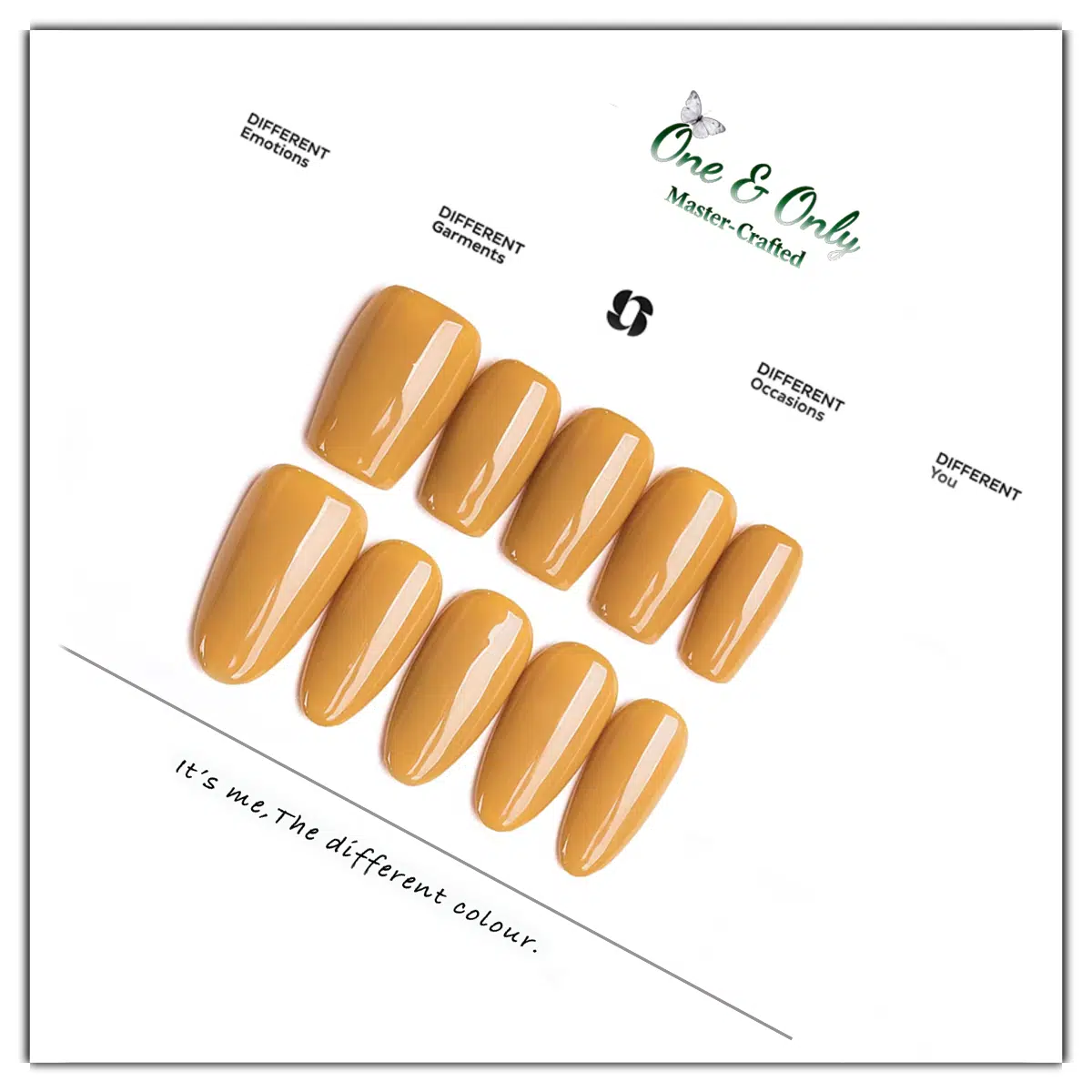 Spiced Mustard Press-On Nails | Coffin & Medium Almond Shapes | Warm Earthy Tone | Handcrafted press-on nails
