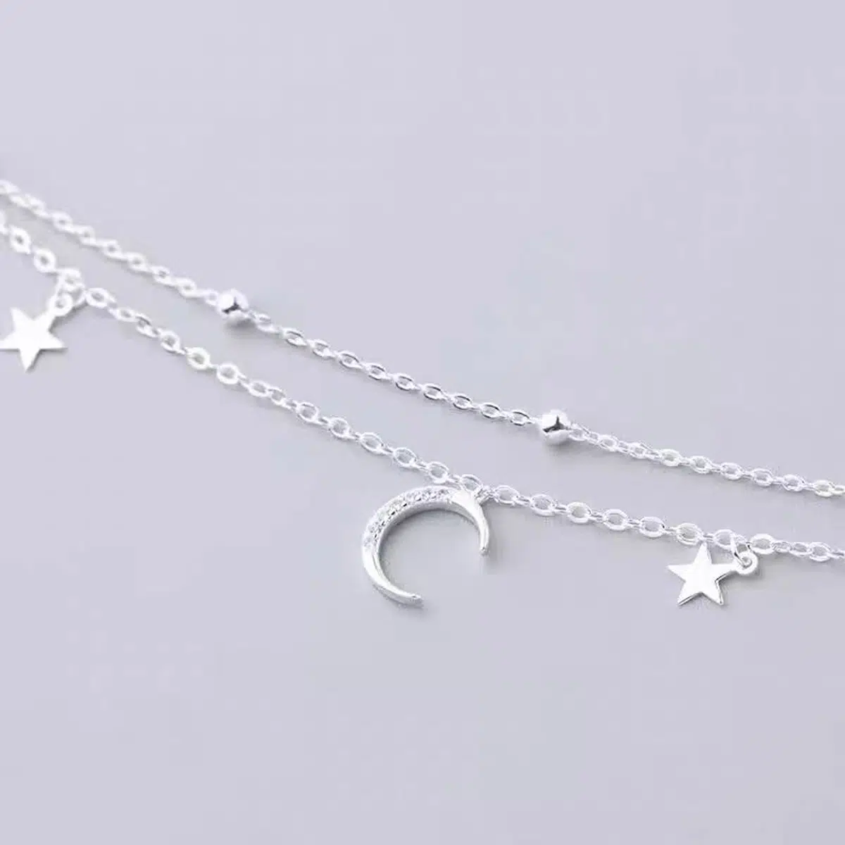 Sterling S925 Silve + 5A Zircon | Star & Moon Wishbone Bracelet​ ​ | Nickel-Free Plating
