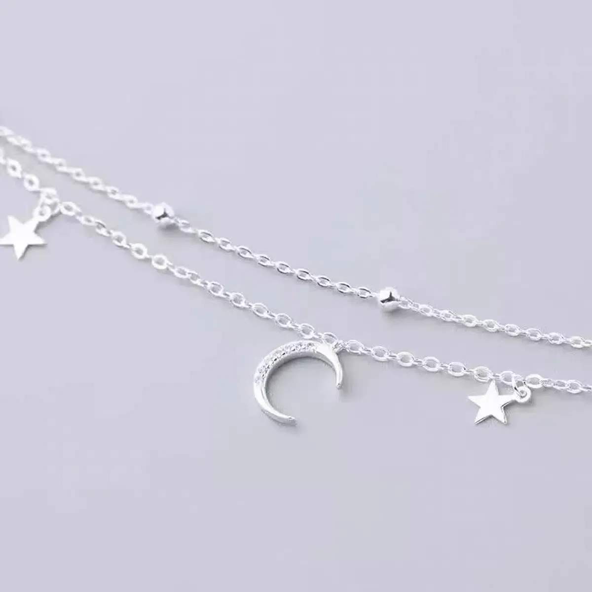 Sterling S925 Silve + 5A Zircon | Star & Moon Wishbone Bracelet​ ​ | Nickel-Free Plating