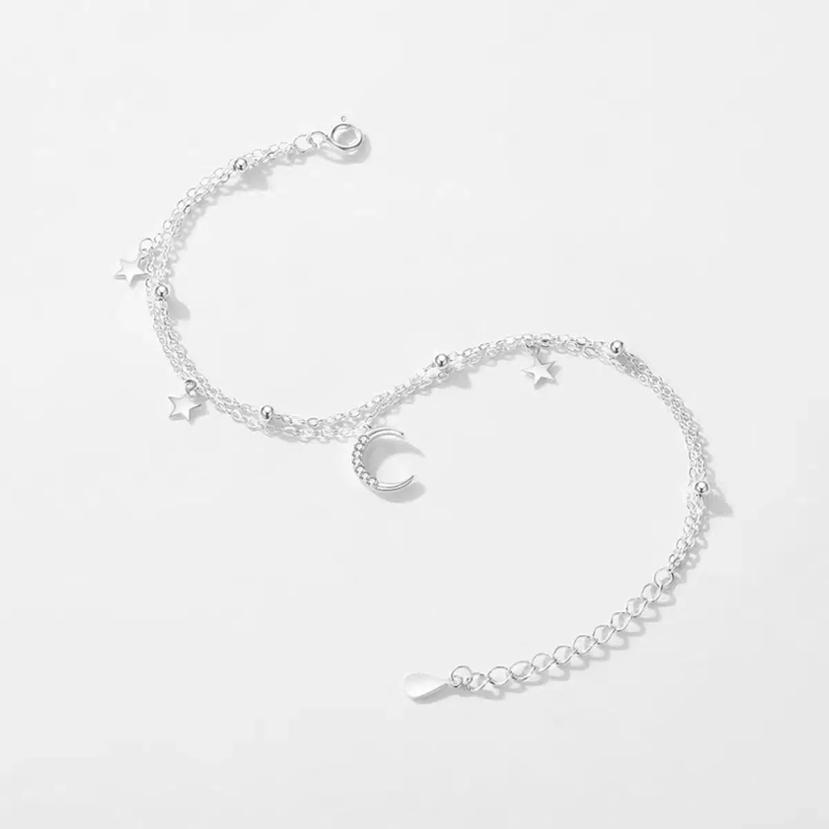 Sterling S925 Silve + 5A Zircon | Star & Moon Wishbone Bracelet​ ​ | Nickel-Free Plating