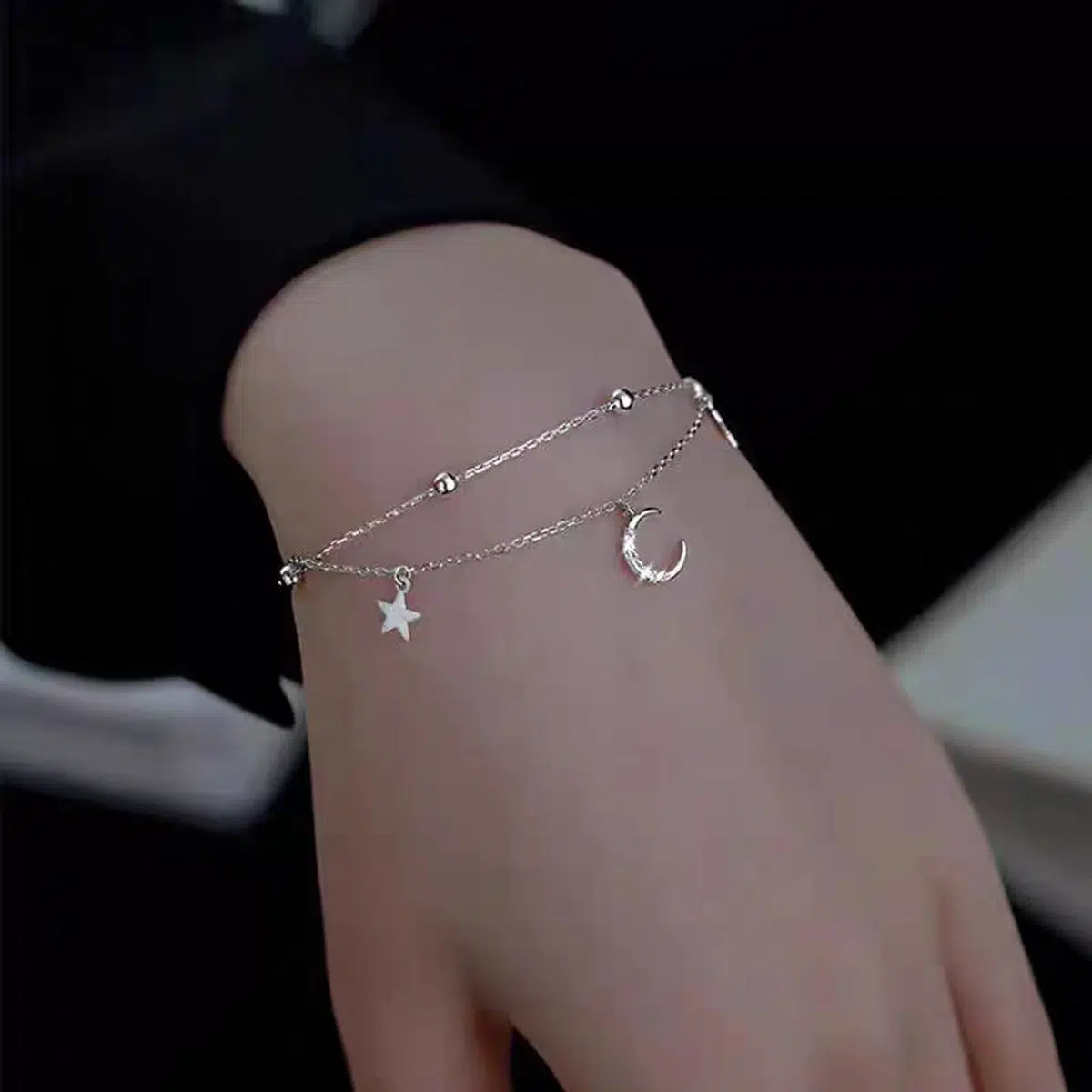 Sterling S925 Silve + 5A Zircon | Star & Moon Wishbone Bracelet​ ​ | Nickel-Free Plating
