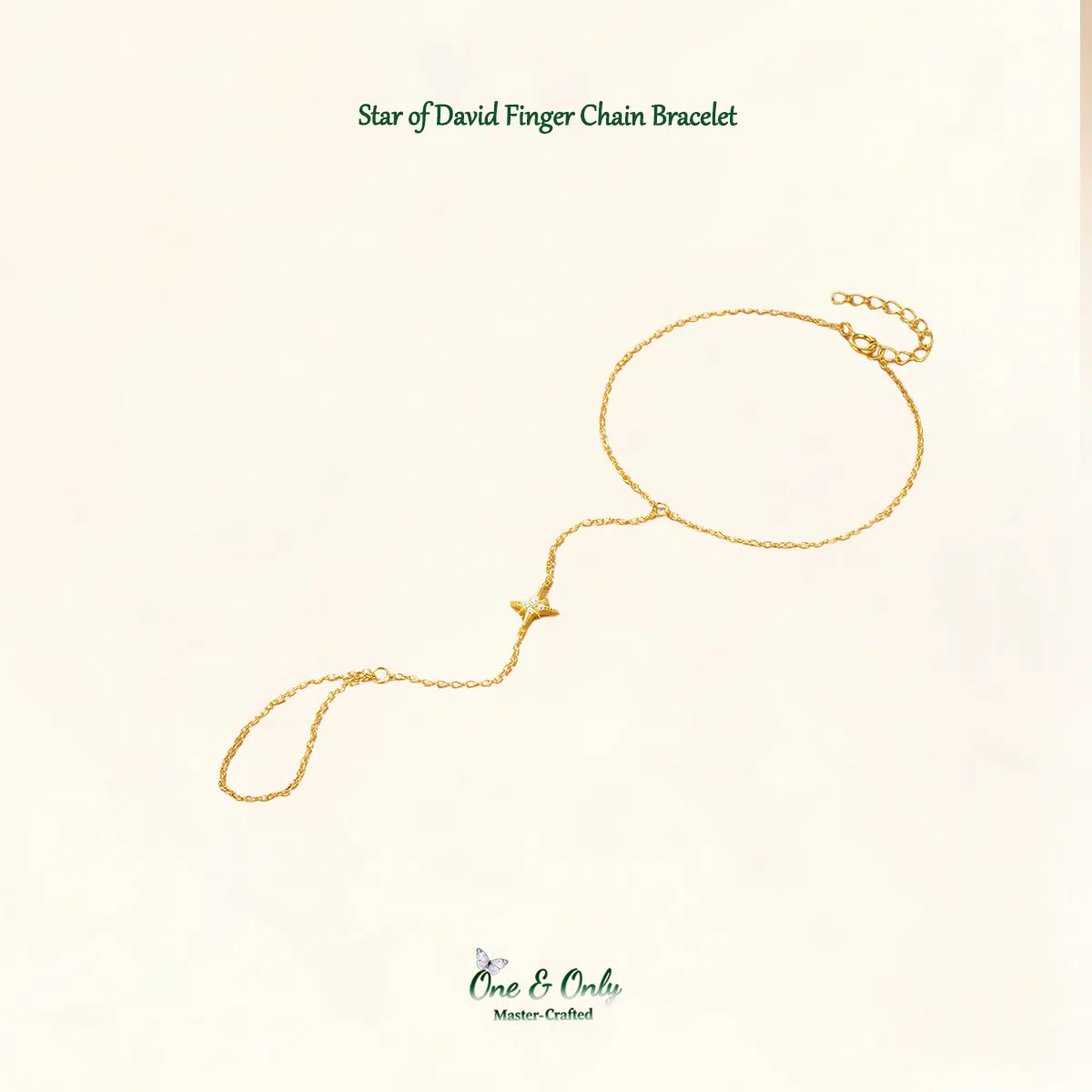 Sterling S925 Silve + 5A Zircon | Star of David Finger Chain Bracelet | Nickel-Free Plating