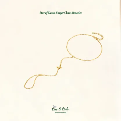 Sterling S925 Silve + 5A Zircon | Star of David Finger Chain Bracelet | Nickel-Free Plating