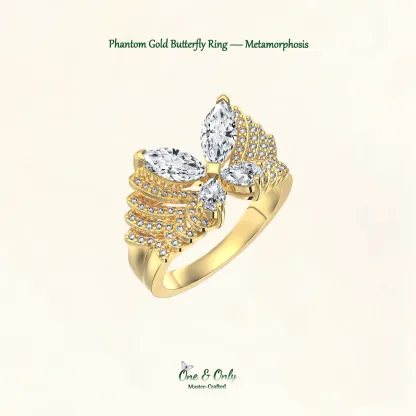 Sterling S925 Silve + 5A Grade Cubic Zirconia  | ​Phantom Gold Butterfly Ring — Metamorphosis | Spiritual Transformation Ring