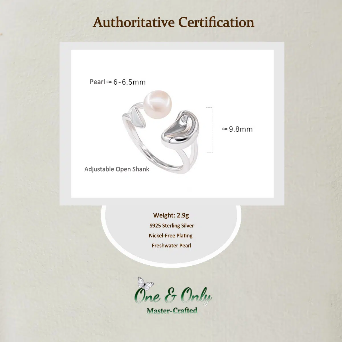 Sterling S925 Silver+freshwater pearl l Lunar Mermaid Pear l Ring | Natural Freshwater Pearl & 925 Sterling Silver | Adjustable Nature-Inspired Statement Ring