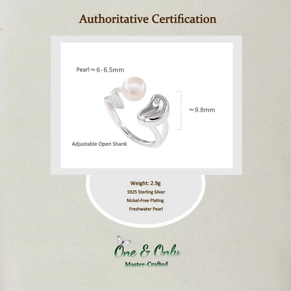 Sterling S925 Silver+freshwater pearl l Lunar Mermaid Pear l Ring | Natural Freshwater Pearl & 925 Sterling Silver | Adjustable Nature-Inspired Statement Ring