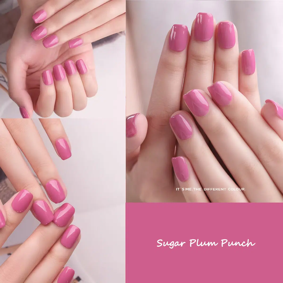 Sugar Plum Punch Press-On Nails | Coffin & Medium Almond Shapes | High-Impact Pink Gloss | Handcrafted press-on nails