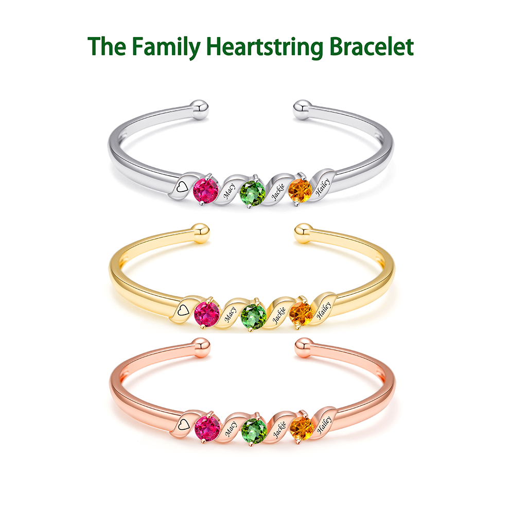 The Family Heartstring Bracelet : Personalized Gift for Mom & Grandma