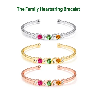The Family Heartstring Bracelet : Personalized Gift for Mom & Grandma