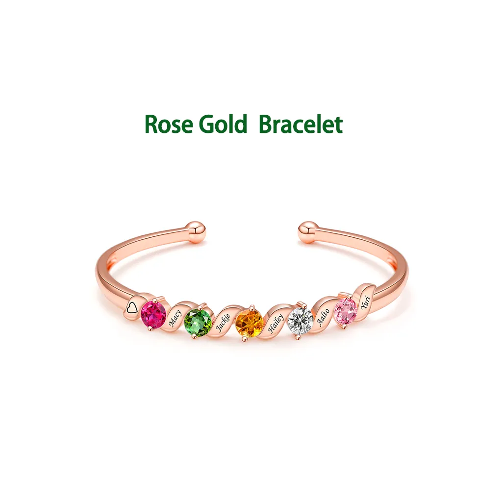 The Family Heartstring Bracelet : Personalized Gift for Mom & Grandma