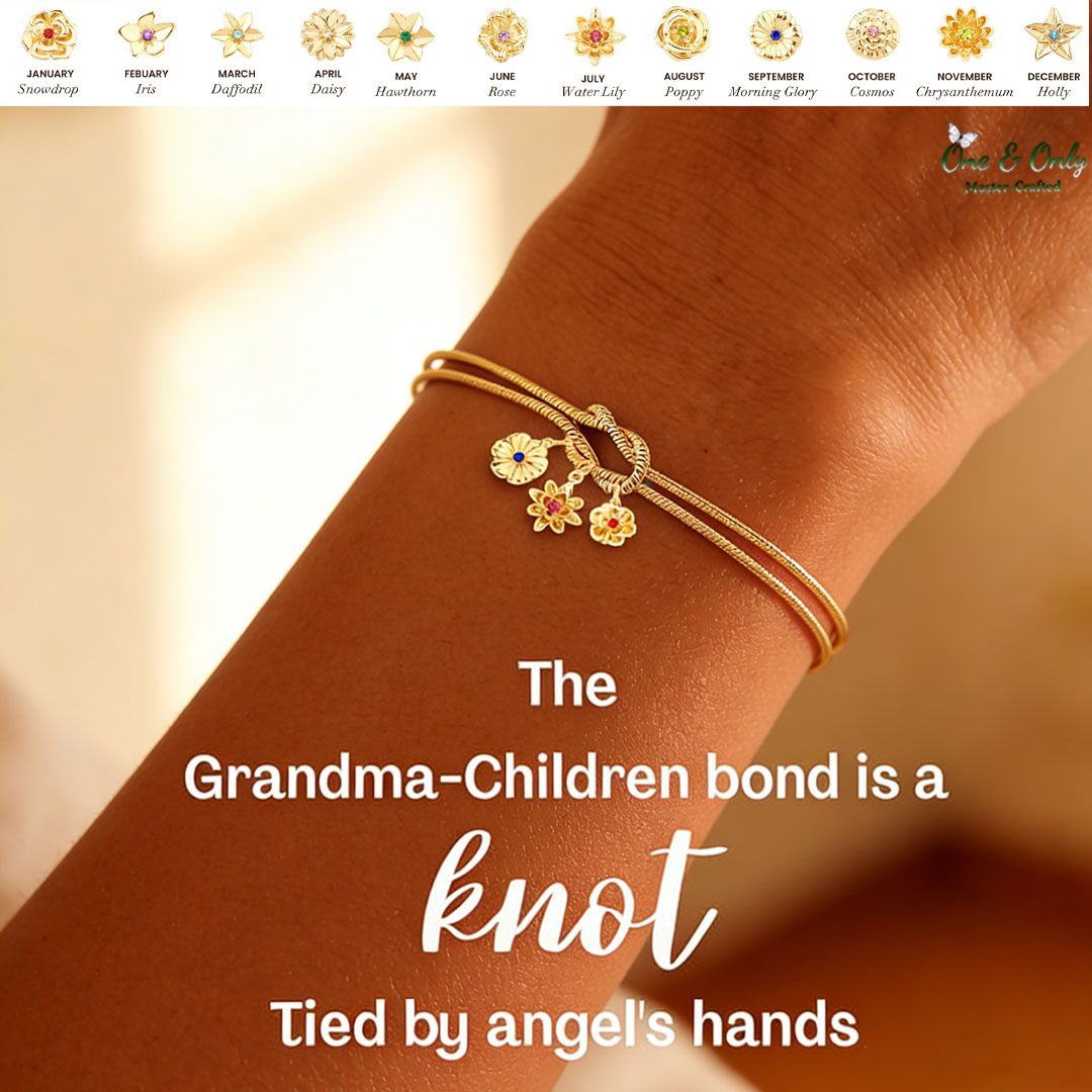 For The Grandma & Children Custom Handmade Knot Bracelet-1-12 Birth Flowers Knot Bracelet | Wear Her Story on Her Wrist