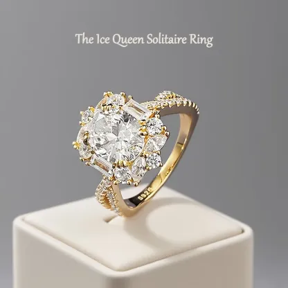 1.6ct 8A CZ + Sterling S925 Silver | The Ice Queen Solitaire Ring | Luxury Statement Ring