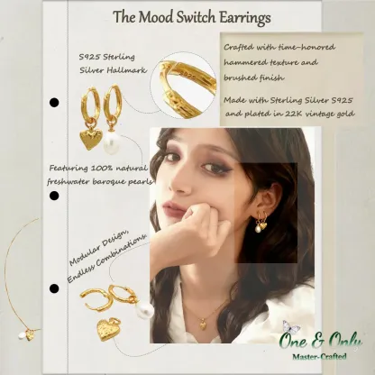 S925 Silver+ freshwater pearls | The Mood Switch Earrings​ | Detachable Charms for Endless Styling