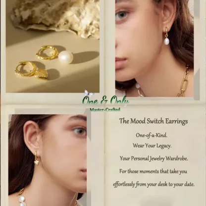 S925 Silver+ freshwater pearls | The Mood Switch Earrings​ | Detachable Charms for Endless Styling