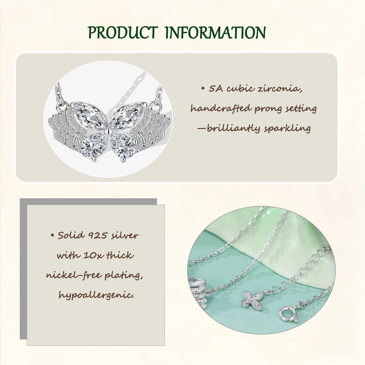 S925 Sterling Silver + 5A Cubic Zirconia  | The Phantom Butterfly Necklace | Transformation & New Beginnings Jewelry​ | Christmas gift jewelry