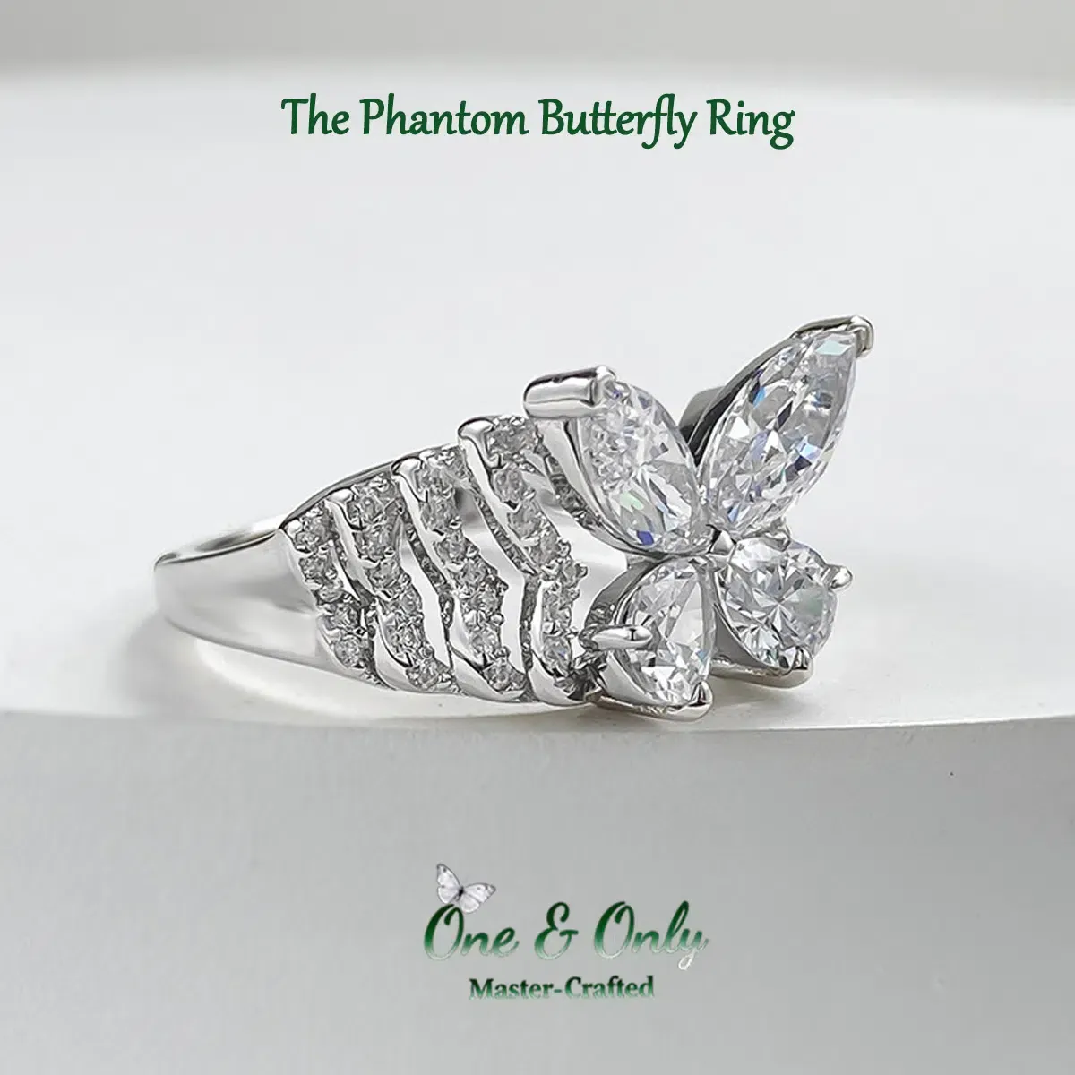 S925 Sterling Silver + 5A Cubic Zirconia  | The Phantom Butterfly Ring | Transformation & New Beginnings Jewelry