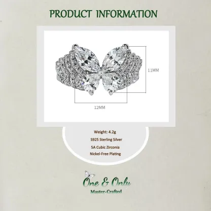 S925 Sterling Silver + 5A Cubic Zirconia  | The Phantom Butterfly Ring | Transformation & New Beginnings Jewelry