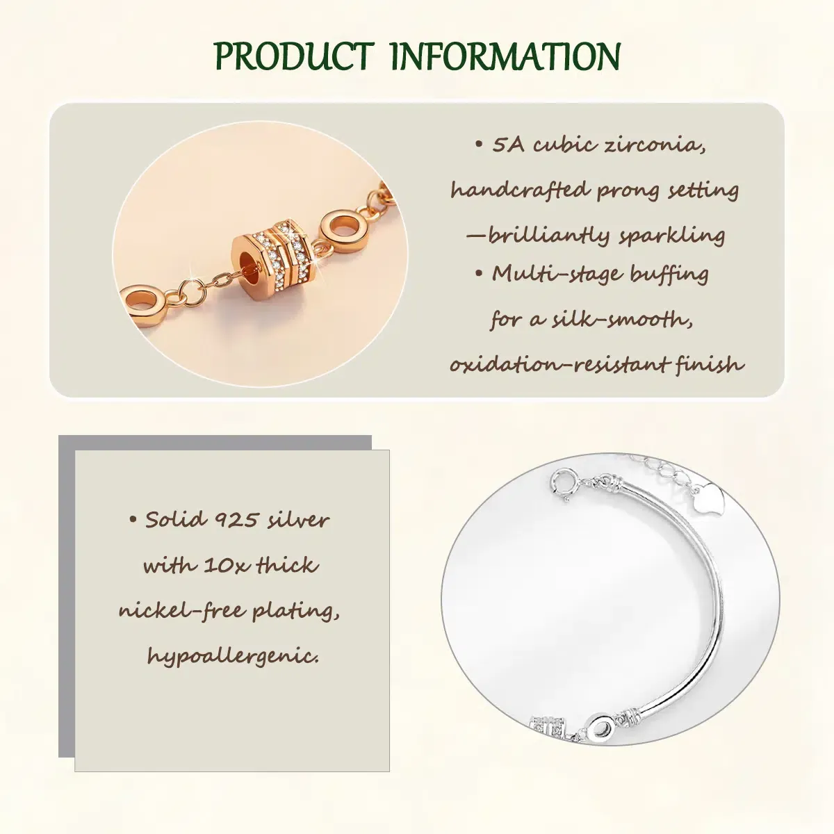 Sterling S925 Silve + 5A Zircon |The True Link Bracelet | Nickel-Free Plating