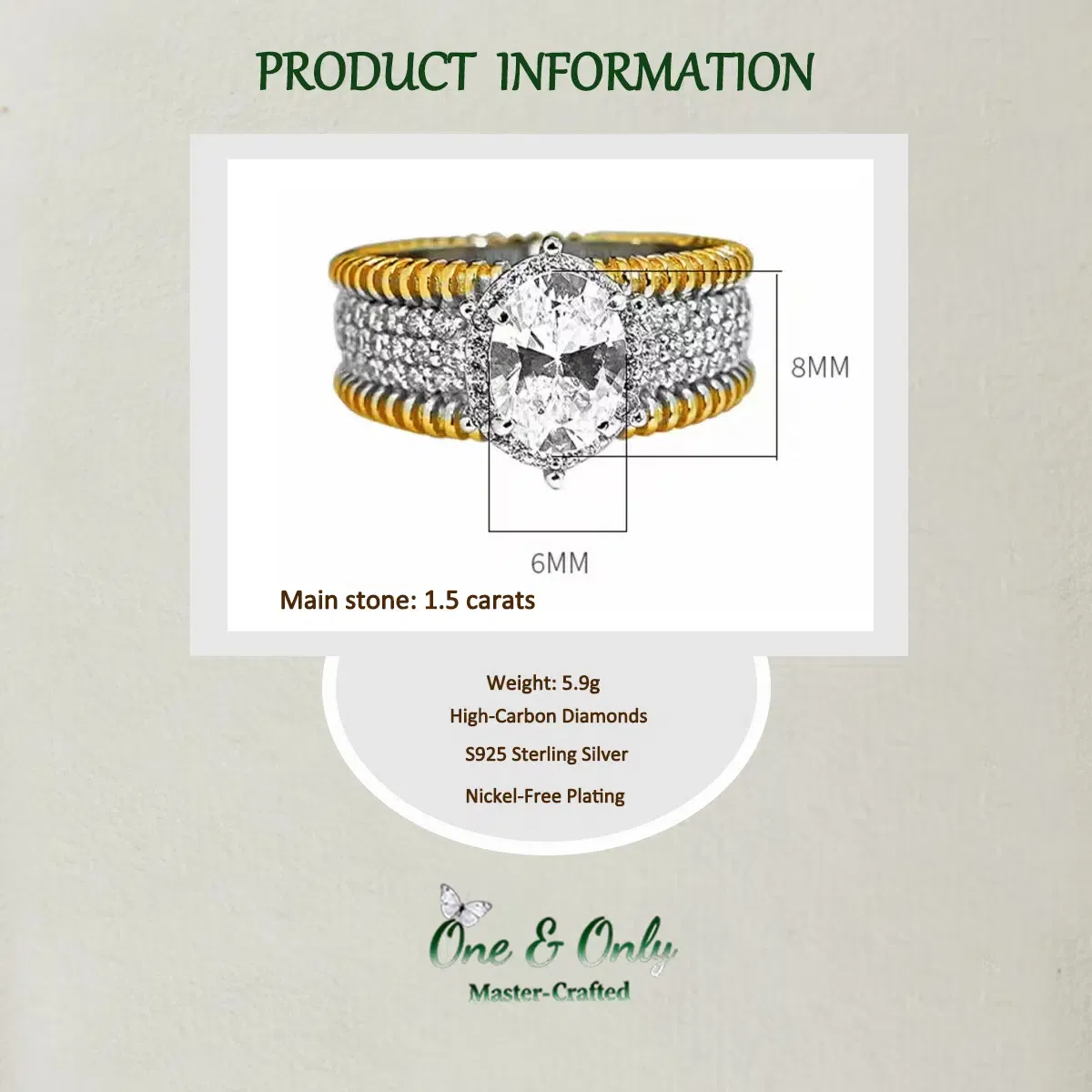 1.5ct High-Carbon Diamond + Sterling S925 Silver | The Vintage  Weave Ring | 