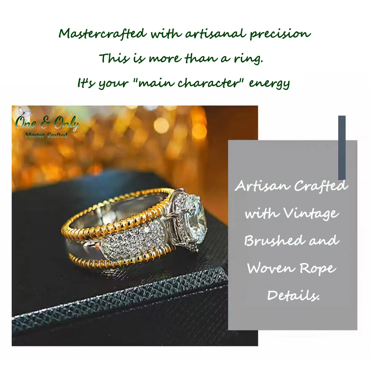 1.5ct High-Carbon Diamond + Sterling S925 Silver | The Vintage  Weave Ring | 