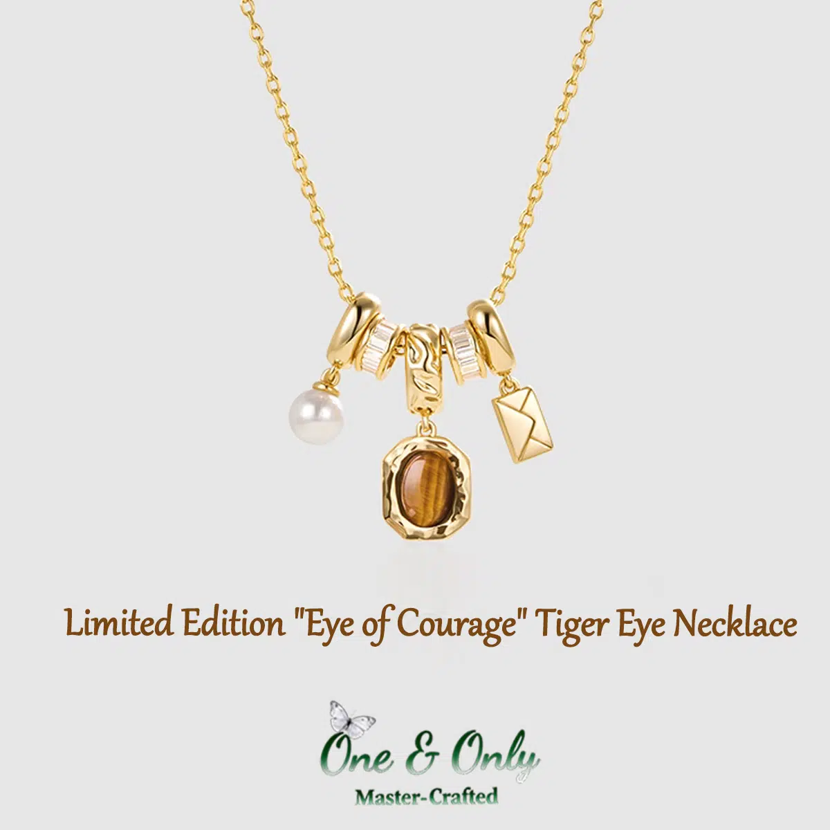Tiger's Eye Multi-Layer Pearl Necklace - "Courage Gaze" - Adjustable Layering Necklace for Women, Empowerment Jewelry Gift