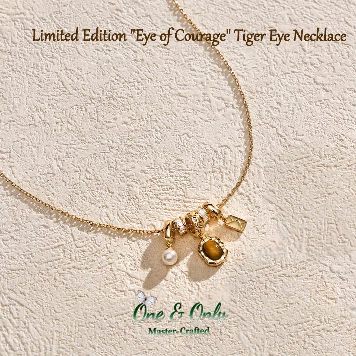 Tiger's Eye Multi-Layer Pearl Necklace - "Courage Gaze" - Adjustable Layering Necklace for Women, Empowerment Jewelry Gift