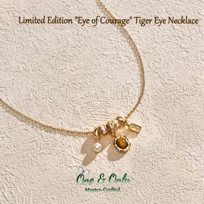 Tiger's Eye Multi-Layer Pearl Necklace - "Courage Gaze" - Adjustable Layering Necklace for Women, Empowerment Jewelry Gift