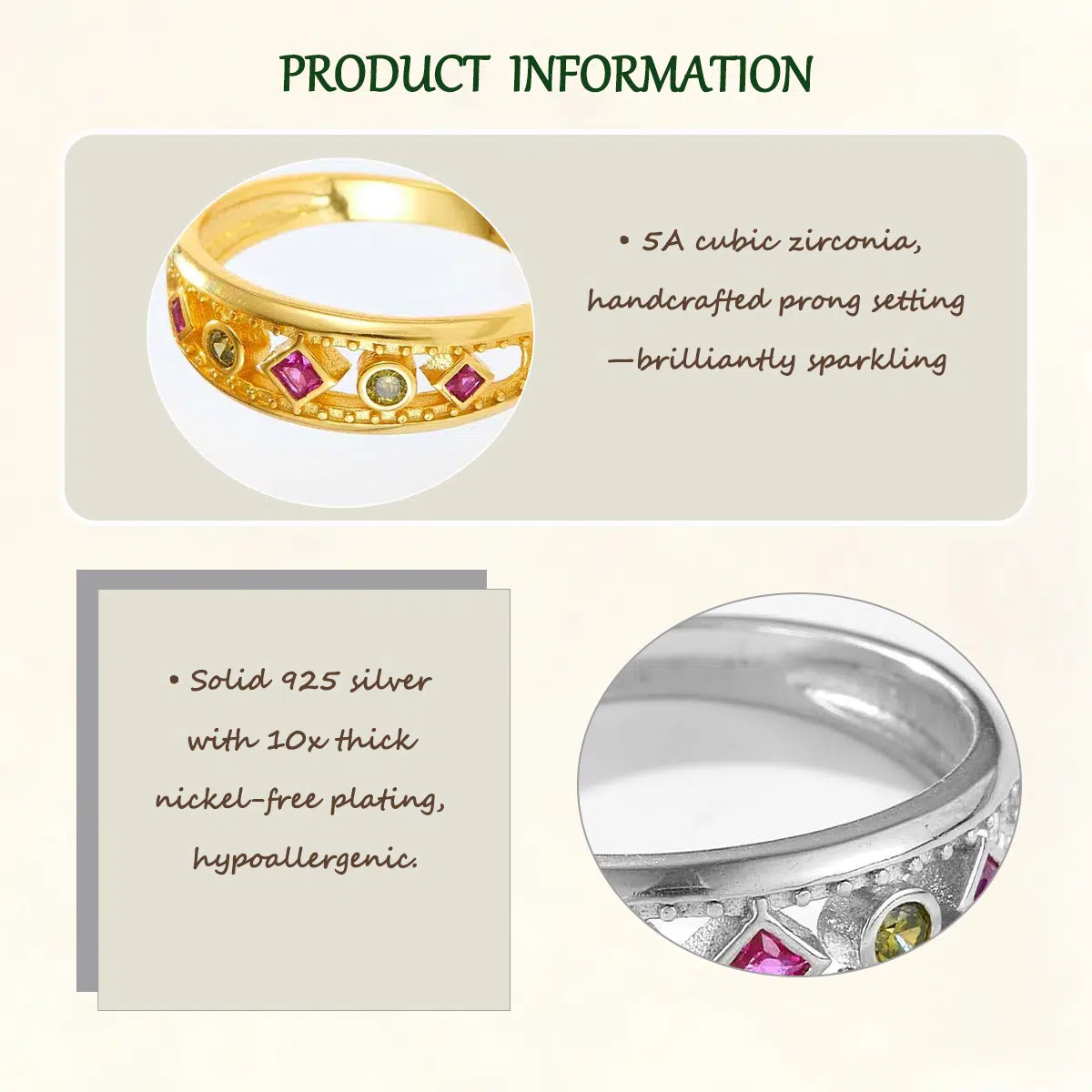 Sterling S925 Silve + 5A Cubic Zirconia |Timeless Harmony  Energy Ring | Nickel-Free Plating