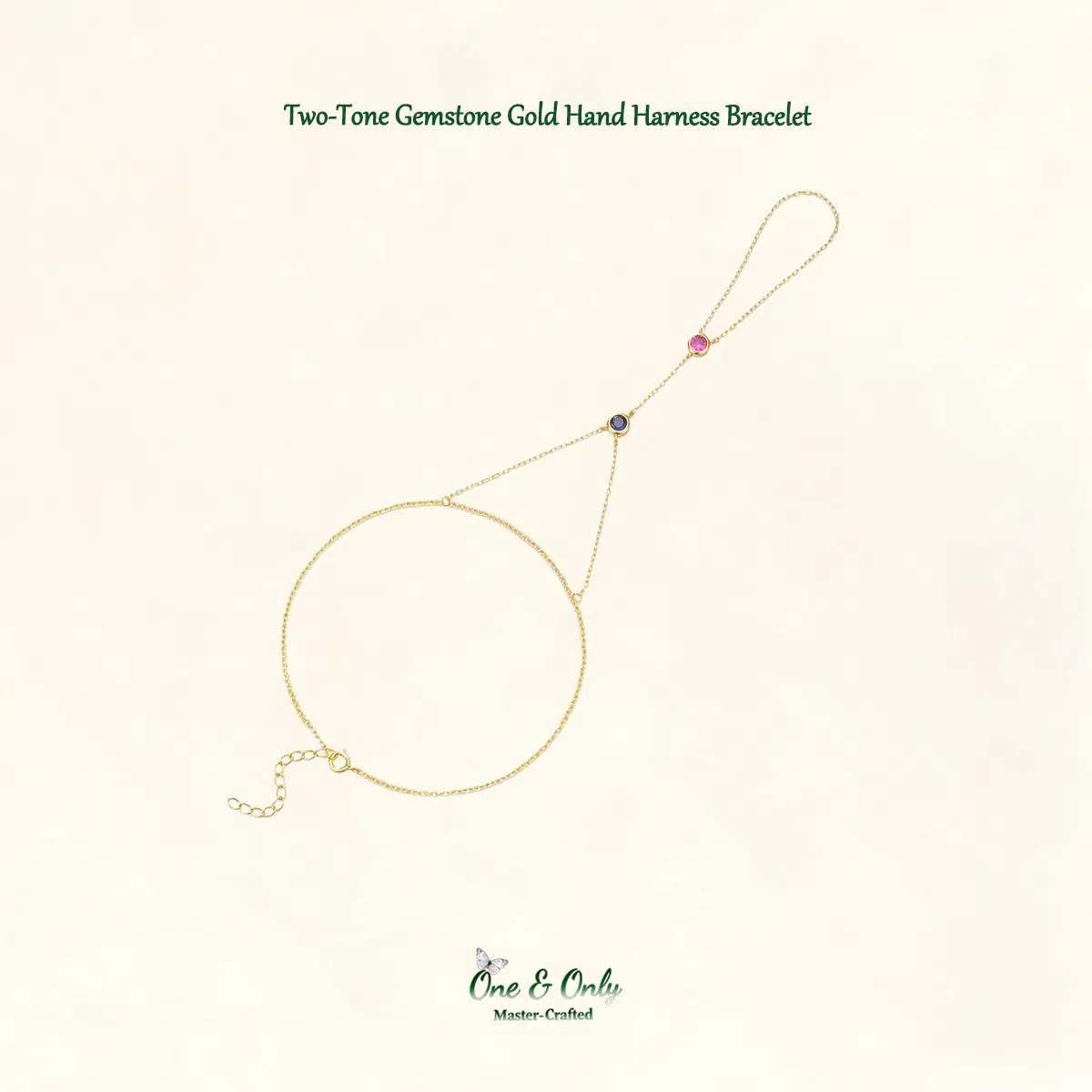 Sterling S925 Silve + 5A Zircon | Two-Tone Gemstone Gold Hand Harness Bracelet​ | Nickel-Free Plating