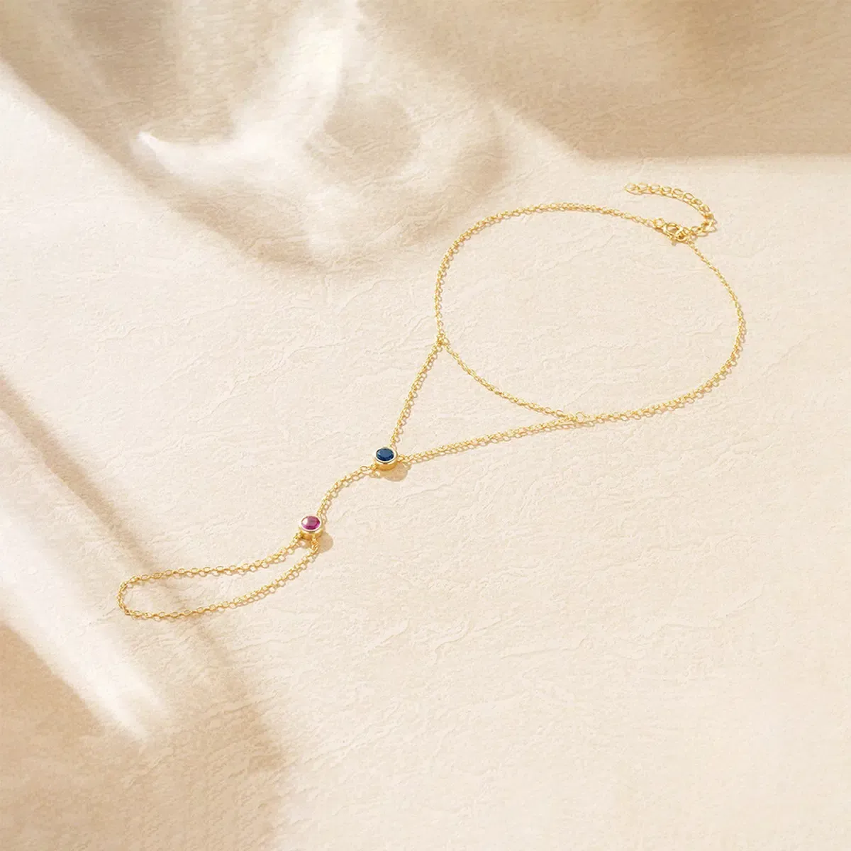 Sterling S925 Silve + 5A Zircon | Two-Tone Gemstone Gold Hand Harness Bracelet​ | Nickel-Free Plating