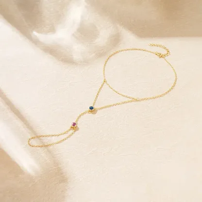 Sterling S925 Silve + 5A Zircon | Two-Tone Gemstone Gold Hand Harness Bracelet​ | Nickel-Free Plating