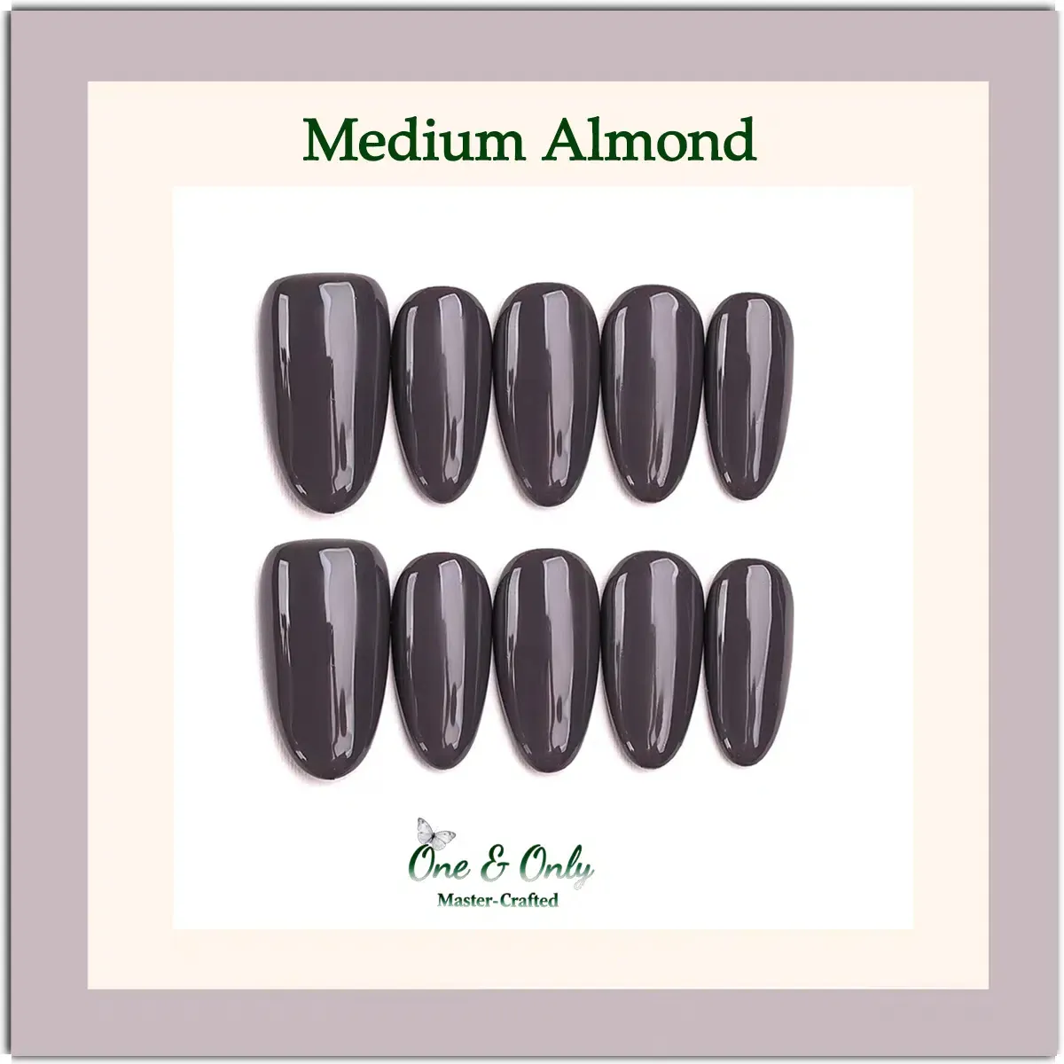 Urban Slate Press-On Nails | Coffin & Medium Almond Shapes | Modern Stone Grey | Handcrafted press-on nails