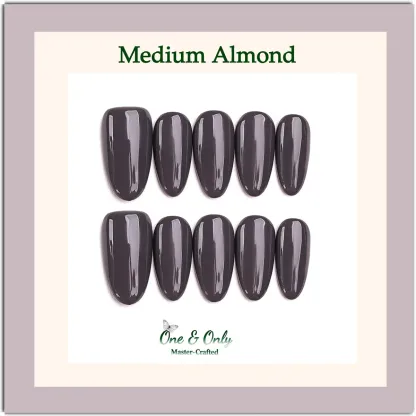 Urban Slate Press-On Nails | Coffin & Medium Almond Shapes | Modern Stone Grey | Handcrafted press-on nails