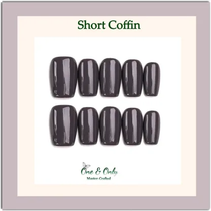 Urban Slate Press-On Nails | Coffin & Medium Almond Shapes | Modern Stone Grey | Handcrafted press-on nails