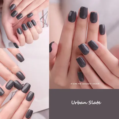 Urban Slate Press-On Nails | Coffin & Medium Almond Shapes | Modern Stone Grey | Handcrafted press-on nails