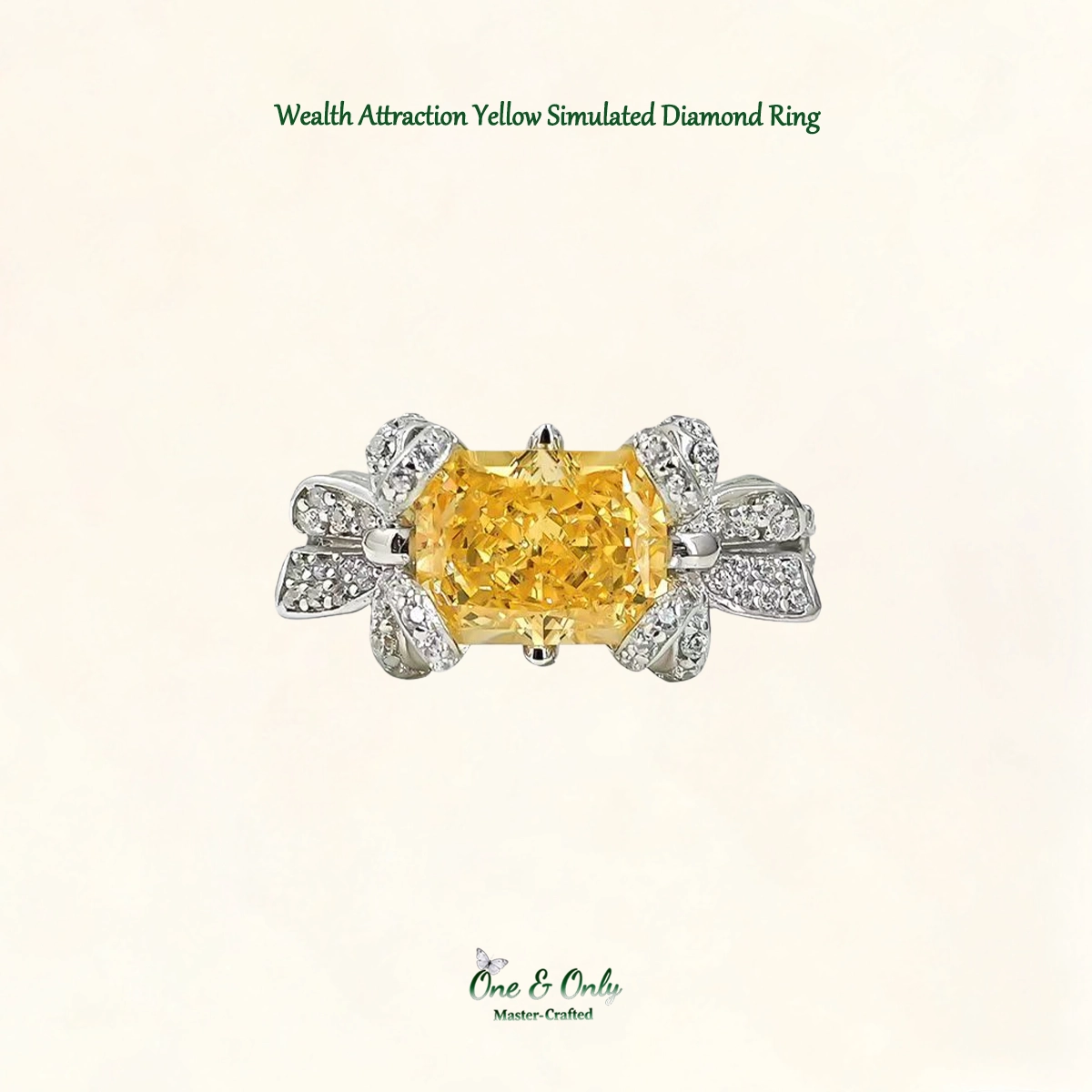 3ct Cubic Zirconia 8A Grade  + Sterling S925 Silver | Wealth Attraction Yellow Simulated Diamond Ring | ​Attract Abundance, Wear Your Success