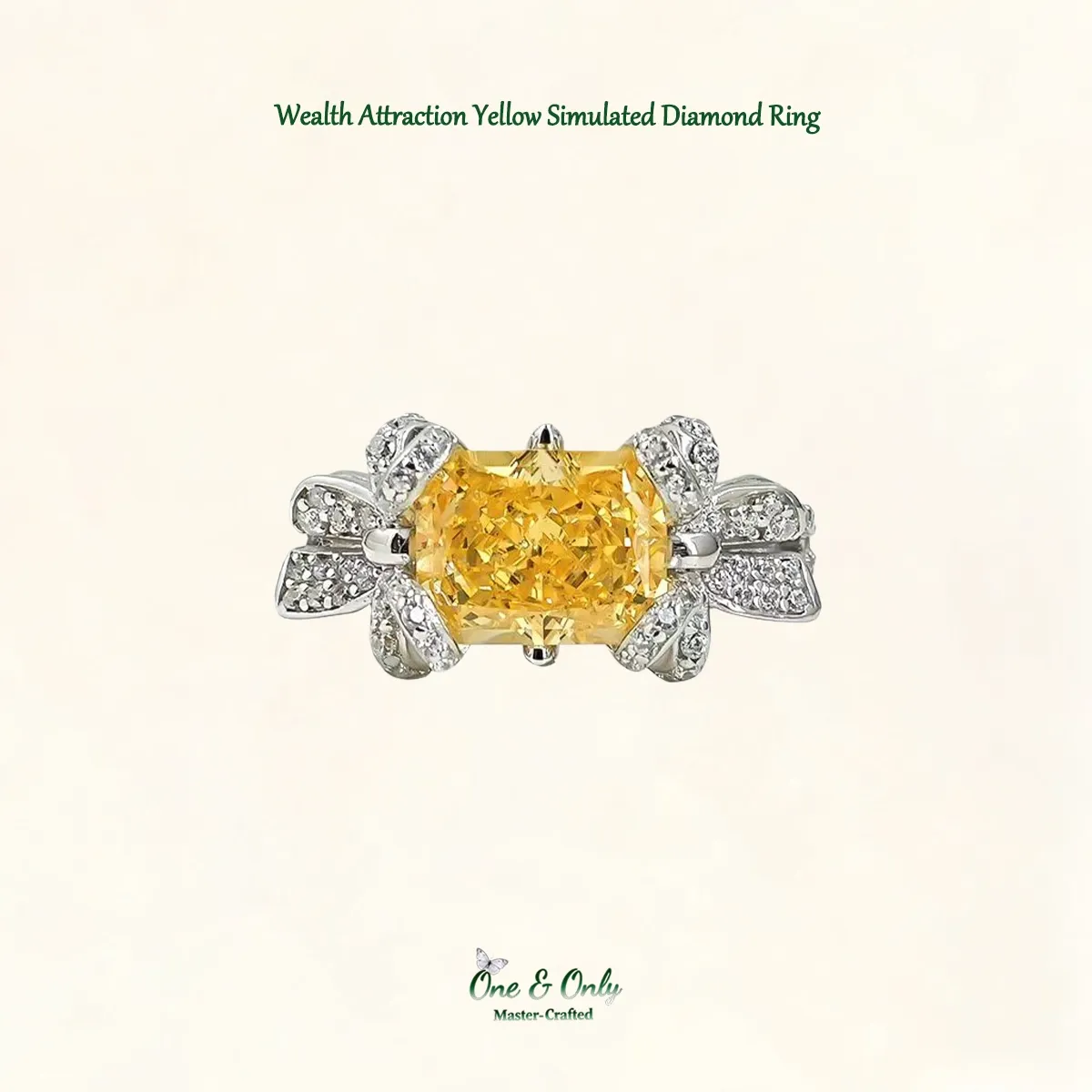 3ct Cubic Zirconia 8A Grade + Sterling S925 Silver | Wealth Attraction Yellow Simulated Diamond Ring | ​Attract Abundance, Wear Your Success | Manifestation Jewelry​